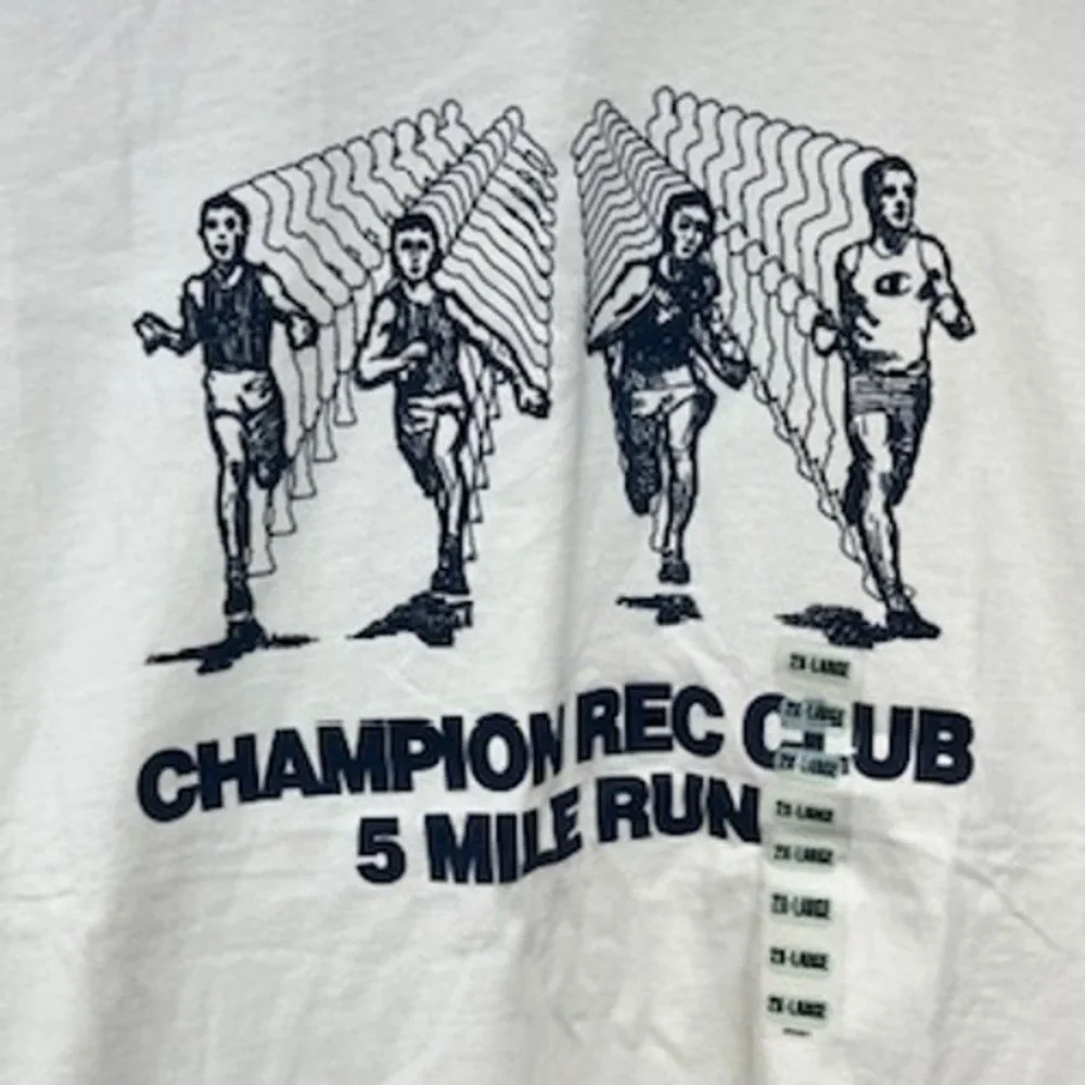 Champion Rec Club 5 Mile Run Ringer Tee Natural XXL 2X Large Cotton NWT‎ - Picture 2 of 9